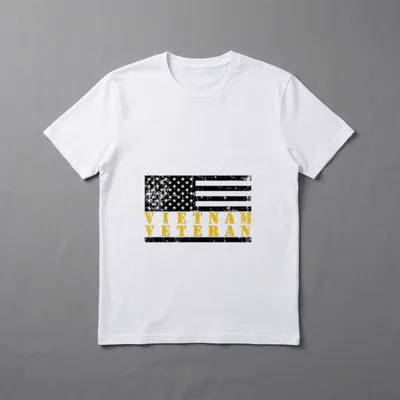 American Veteran T-Shirt – "VIETNAM VETERAN" in yellow text with distressed flag – Classic T-Shirt in Black