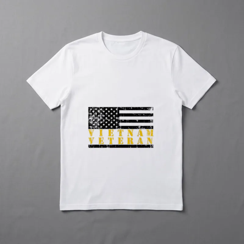American Veteran T-Shirt – "VIETNAM VETERAN" in yellow text with distressed flag – Classic T-Shirt in Black