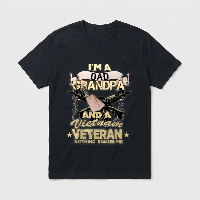 U.S. Army Retired Soldier T-Shirt – I'm a Bad Grandpa and a Vietcong Veteran—Nothing Scares Me – Classic T-Shirt in Black