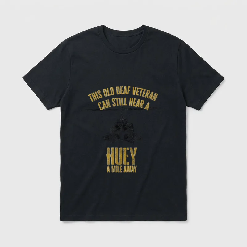 Deaf Veteran Huey Helicopter T-Shirt – Classic T-Shirt in Black