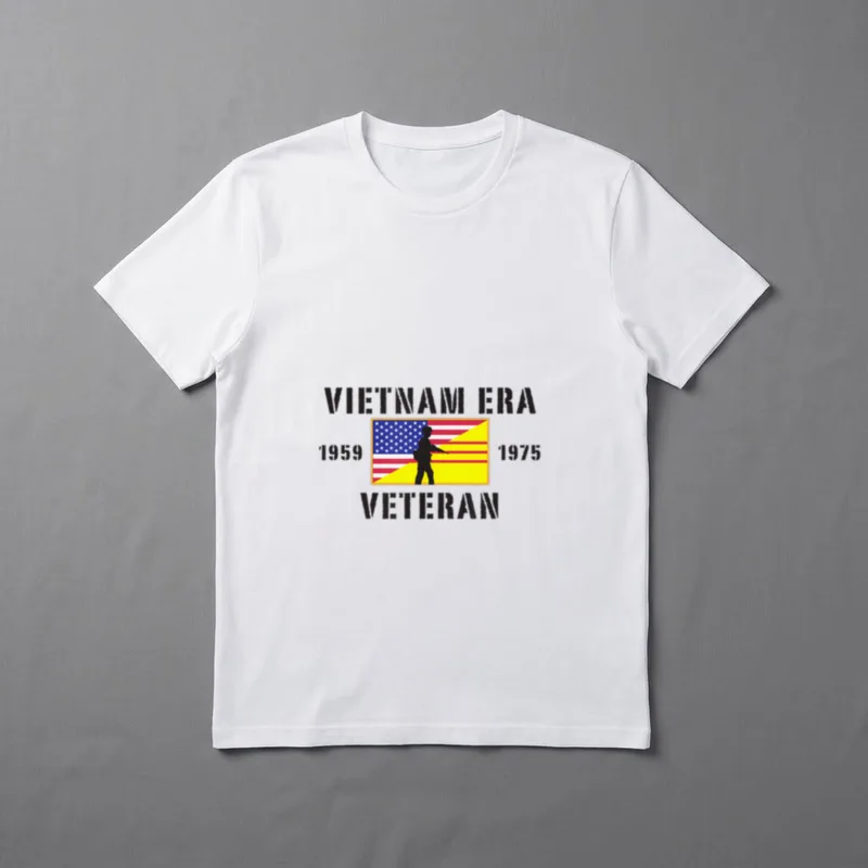 Proud Vietnam Veteran T-Shirt – VIETNAM ERA 1959 1975 VETERAN with soldier and flag – Classic T-Shirt in Black