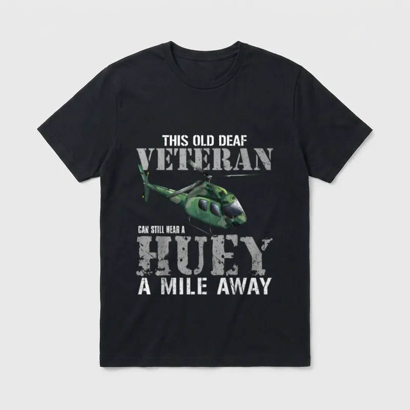 Deaf Veteran Huey Humor T-Shirt – Classic T-Shirt in Black