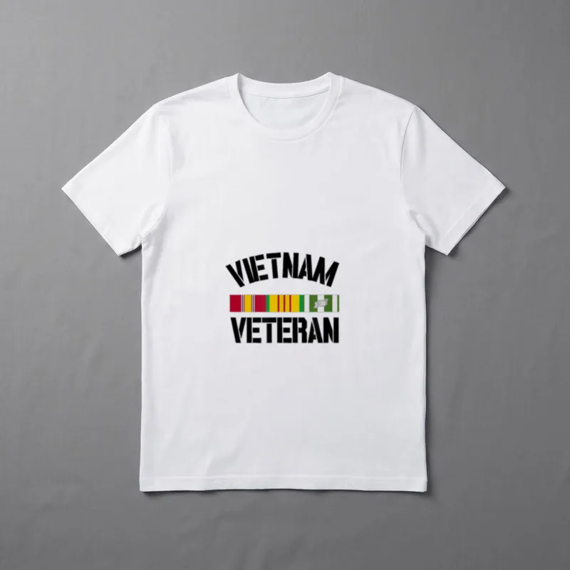 Vietnam Veteran Pride T-Shirt – Text reading VIETNAM VETERAN with service ribbon – Classic T-Shirt in Black