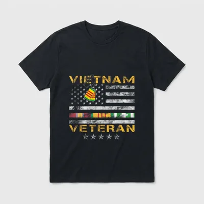 Vietnam War Vet American Flag T-Shirt – Classic T-Shirt in Black