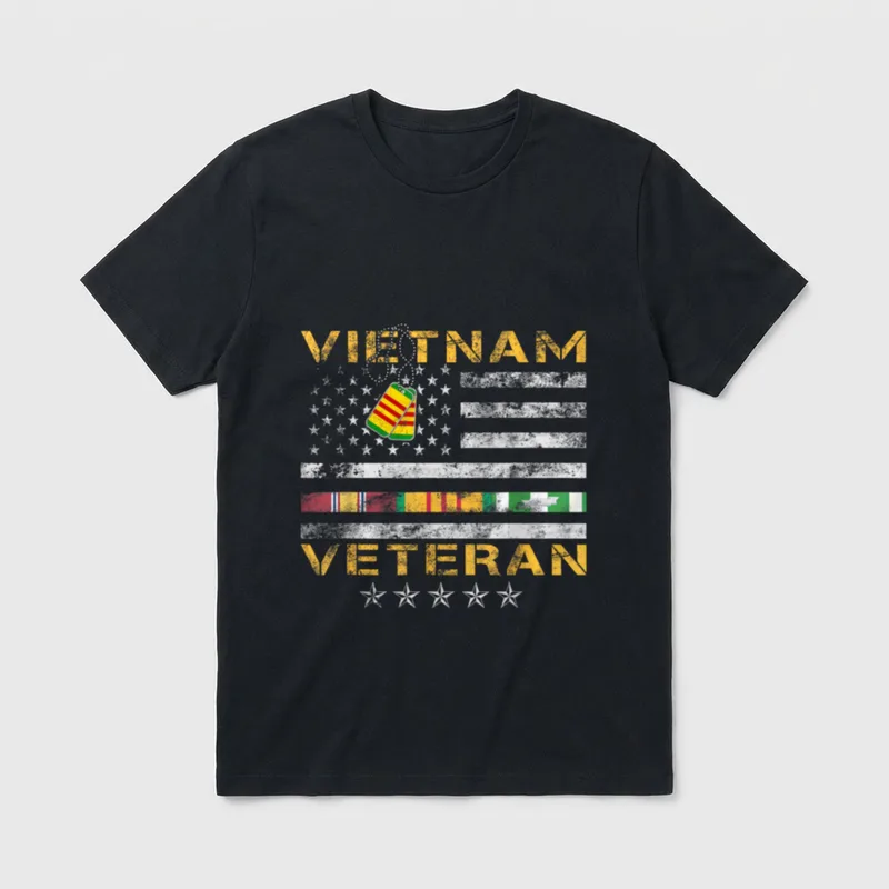 Vietnam War Vet American Flag T-Shirt – Classic T-Shirt in Black