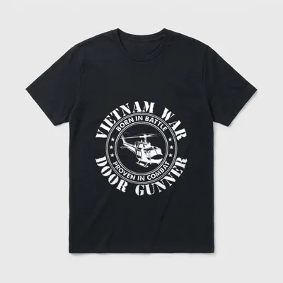 Combat Veteran Tribute T-Shirt – Born In Battle Proven In Combat text in circular seal – Classic T-Shirt in Black
