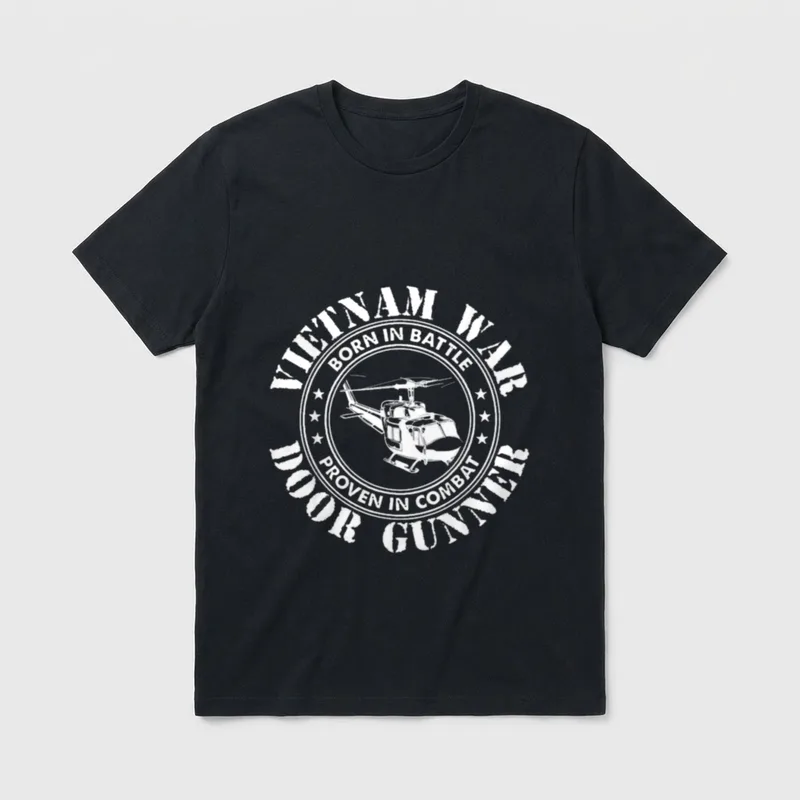Combat Veteran Tribute T-Shirt – Born In Battle Proven In Combat text in circular seal – Classic T-Shirt in Black