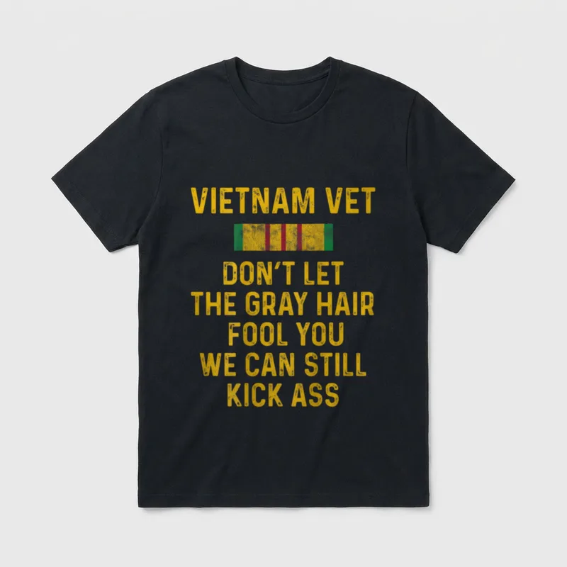 Vietnam Veteran Gray Hair T-Shirt – Classic T-Shirt in Black