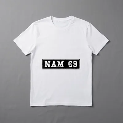 Vietnam Vet License Plate T-Shirt – Black license plate with white text reading NAM 69 – Classic T-Shirt in Black