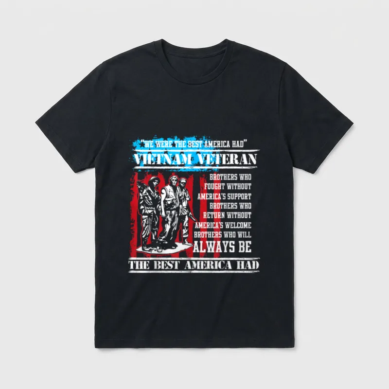 The Best America Had T-Shirt – Soldiers in combat gear with text honoring Vietnam veterans – Classic T-Shirt in Black