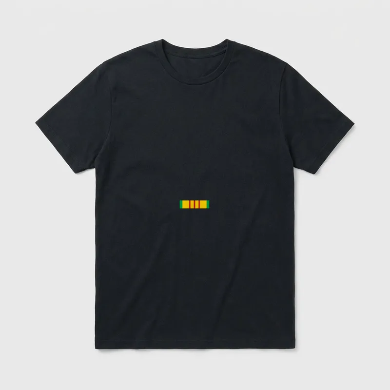 Vietnam Service Medal T-Shirt – Horizontal stripe of yellow, red, and green ribbon bars – Classic T-Shirt in Black