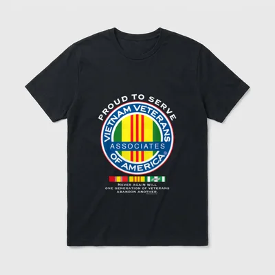 Vietnam Veterans Associate T-Shirt – Proud to Serve Vietnam Veterans Associates of America seal – Classic T-Shirt in Black