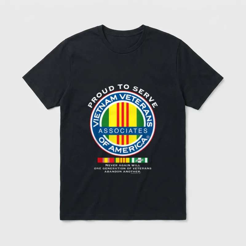Vietnam Veterans Associate T-Shirt – Proud to Serve Vietnam Veterans Associates of America seal – Classic T-Shirt in Black