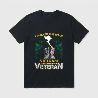 Vietnam Veteran Us Veterans Day T-Shirt – I WALKED THE WALK VIETNAM VETERAN – Classic T-Shirt in Black