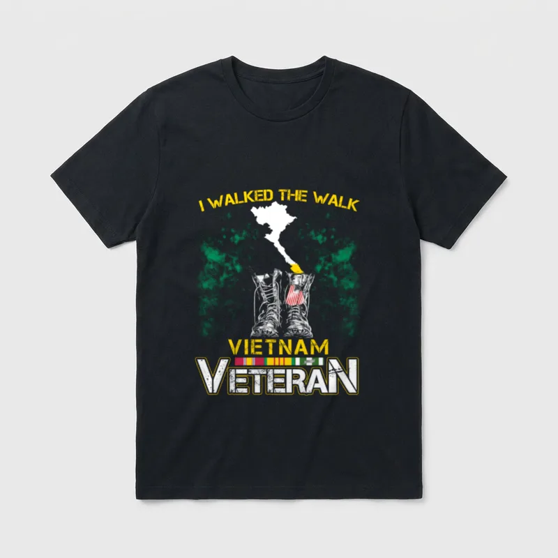 Vietnam Veteran Us Veterans Day T-Shirt – I WALKED THE WALK VIETNAM VETERAN – Classic T-Shirt in Black
