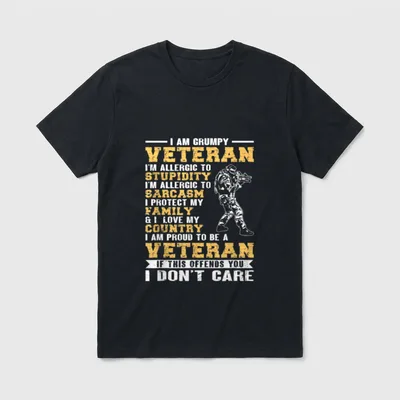 Proud Veteran Flag T-Shirt – Classic T-Shirt in Black