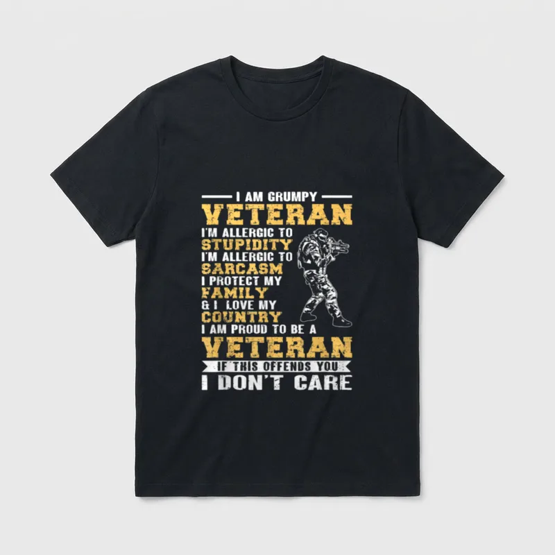 Proud Veteran Flag T-Shirt – Classic T-Shirt in Black