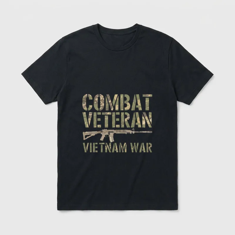 Camo Proud Combat Veteran Vietnam War T-Shirt – Classic T-Shirt in Black