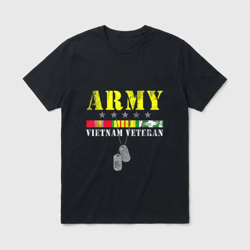 US Army Vietnam Veteran USA Flag T-Shirt – Classic T-Shirt in Black