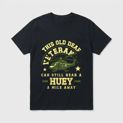 Old Deaf Veteran Huey Helicopter Sound T-Shirt – Classic T-Shirt in Black