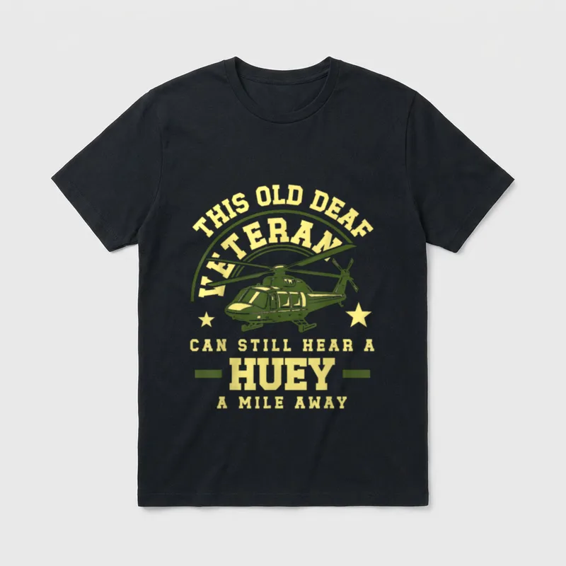 Old Deaf Veteran Huey Helicopter Sound T-Shirt – Classic T-Shirt in Black