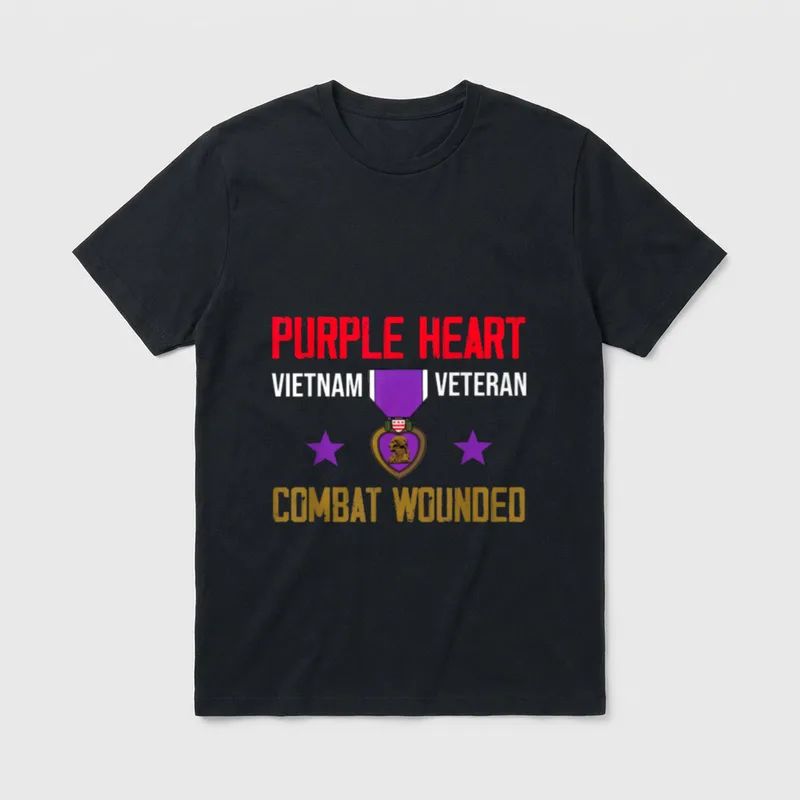 Purple Heart for Vietnam Veteran Retro T-Shirt – Classic T-Shirt in Black