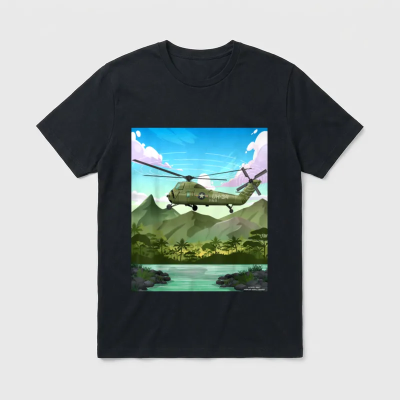 Vietnam War Military Helicopter Armed Forces T-Shirt – Classic T-Shirt in Black