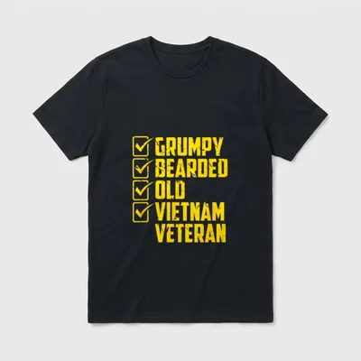 Funny Grumpy Bearded Old Vietnam Veteran T-Shirt – Classic T-Shirt in Black