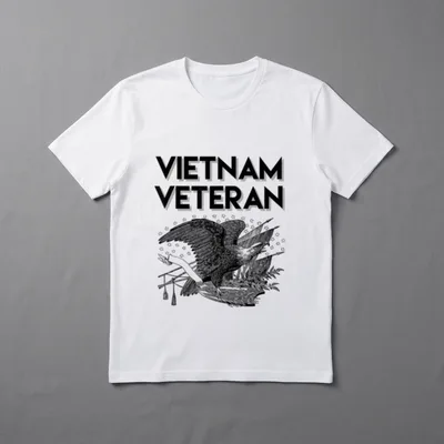 Vietnam Veteran Military T-Shirt – Black eagle holding flag with VIETNAM VETERAN text above – Classic T-Shirt in Black