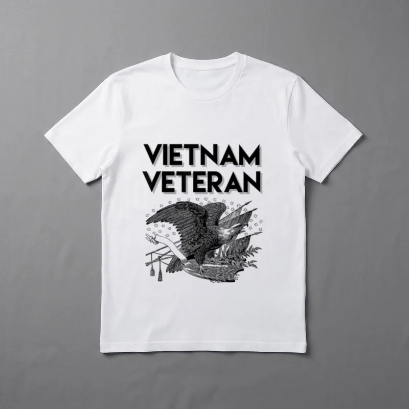 Vietnam Veteran Military T-Shirt – Black eagle holding flag with VIETNAM VETERAN text above – Classic T-Shirt in Black