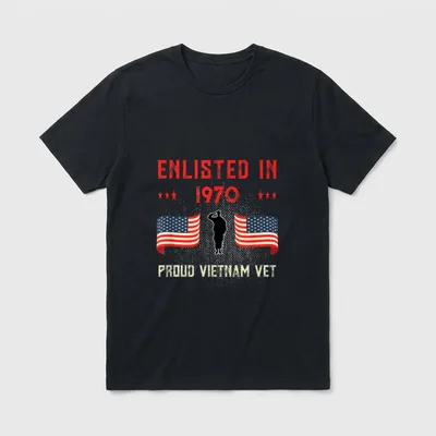 Vietnam Veteran Enlisted 1970 War Proud T-Shirt – Classic T-Shirt in Black