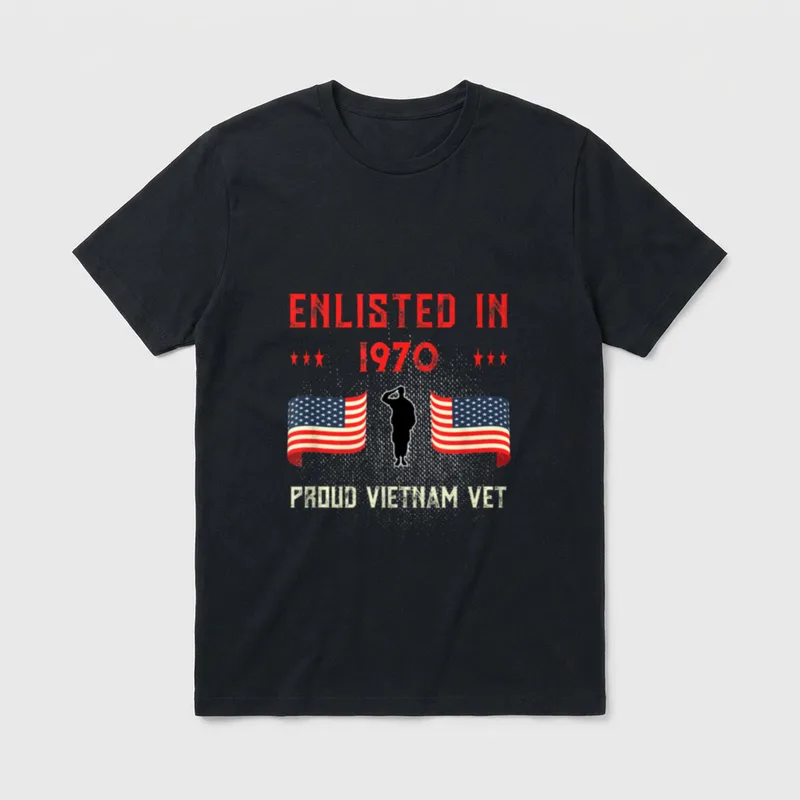 Vietnam Veteran Enlisted 1970 War Proud T-Shirt – Classic T-Shirt in Black