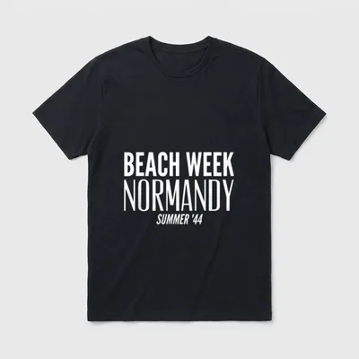 D-Day Beach Week Veteran T-Shirt – Beach Week Normandy Summer 44 in white letters – Classic T-Shirt in Black