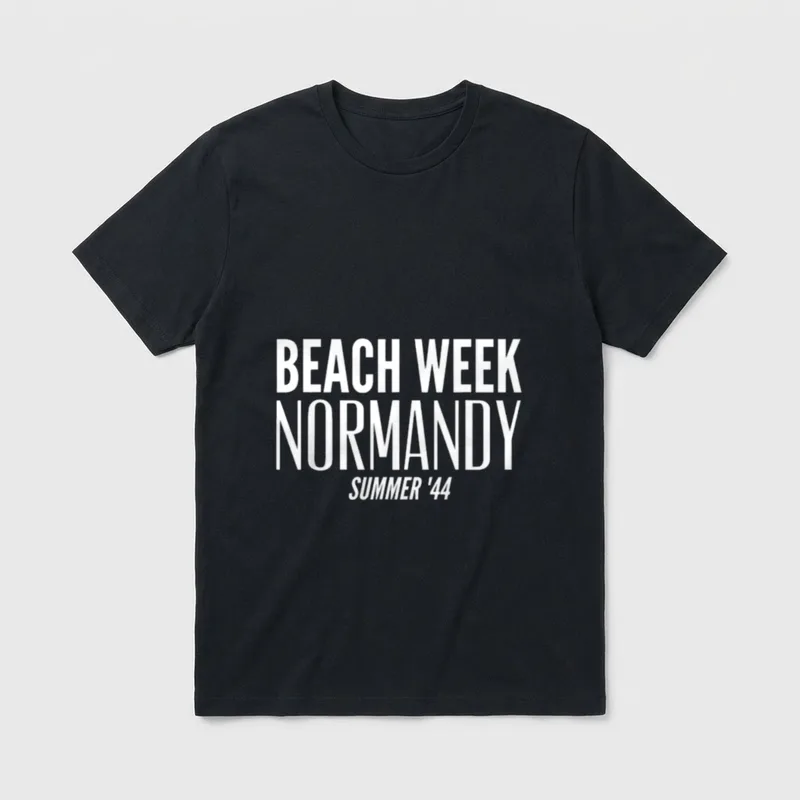 D-Day Beach Week Veteran T-Shirt – Beach Week Normandy Summer 44 in white letters – Classic T-Shirt in Black