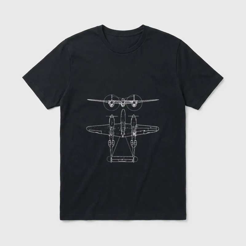 P-38 Lightning Fighter Pilot T-Shirt – Classic T-Shirt in Black