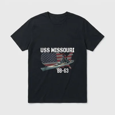 Battleship USS Missouri BB-63 Warships Veterans T-Shirt – Classic T-Shirt in Black