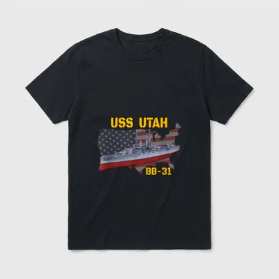 Warship USS Utah BB-31 Battleship Veterans T-Shirt – Classic T-Shirt in Black