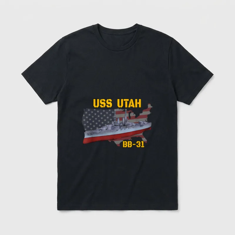 Warship USS Utah BB-31 Battleship Veterans T-Shirt – Classic T-Shirt in Black
