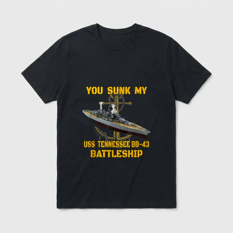 Warship USS Tennessee BB-43 Battleship Veteran T-Shirt – Classic T-Shirt in Black